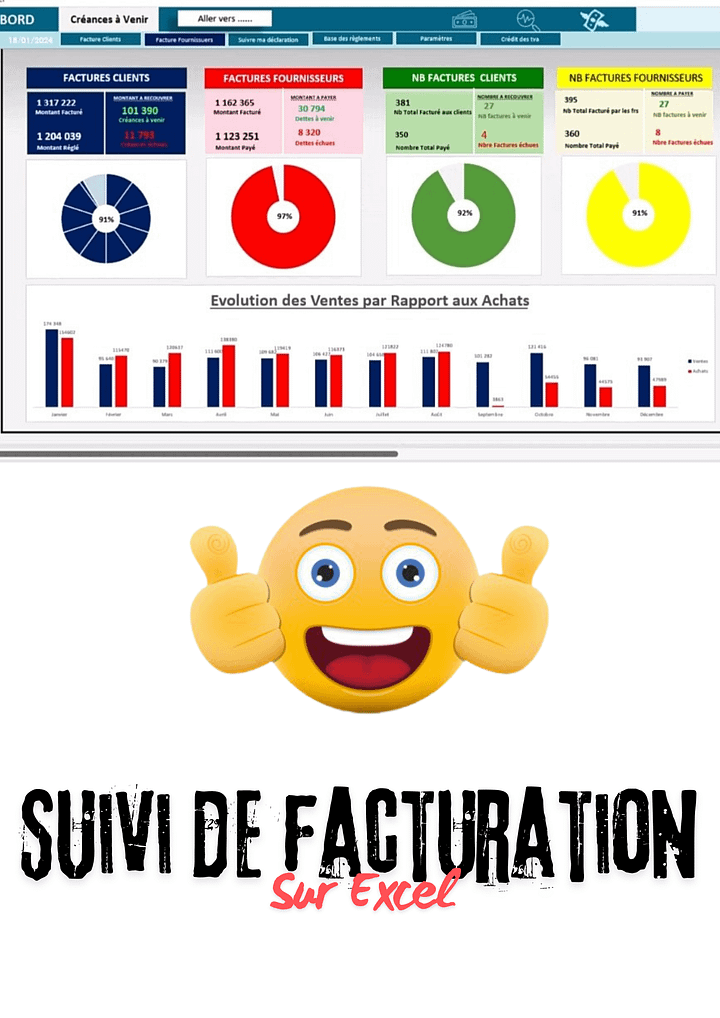 Suivi des Factures Fournisseurs et Créances Clients sur Excel product image (1)