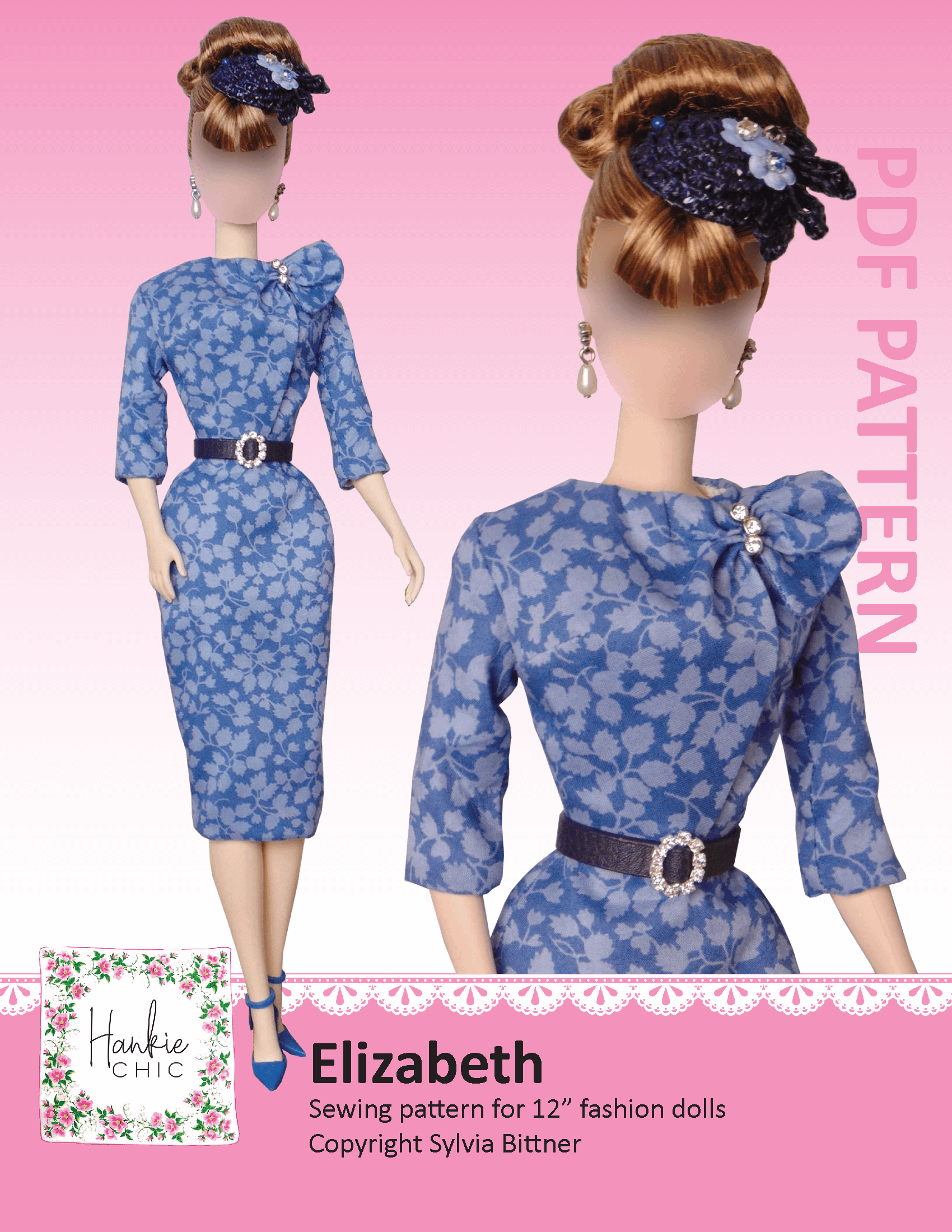 Elizabeth sewing pattern for 12" fashion dolls product image (1)