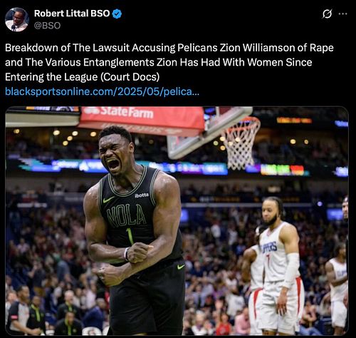 Zion Williamson is the latest to be sued for assault by an ex-girlfriend who claims they were dating from 2018-2023 #Pelicans...