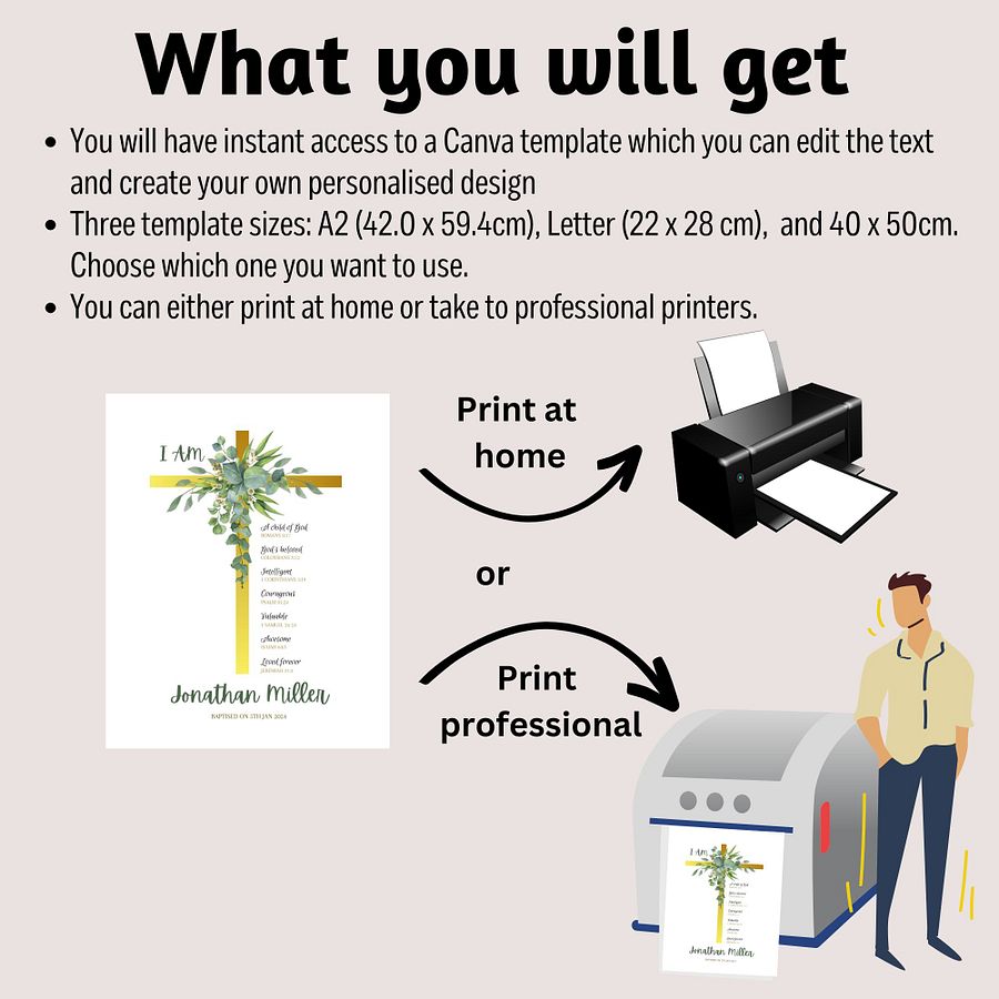 Green Leaves Eucalyptus On Crucifix Baptism Canva Template product image (3)