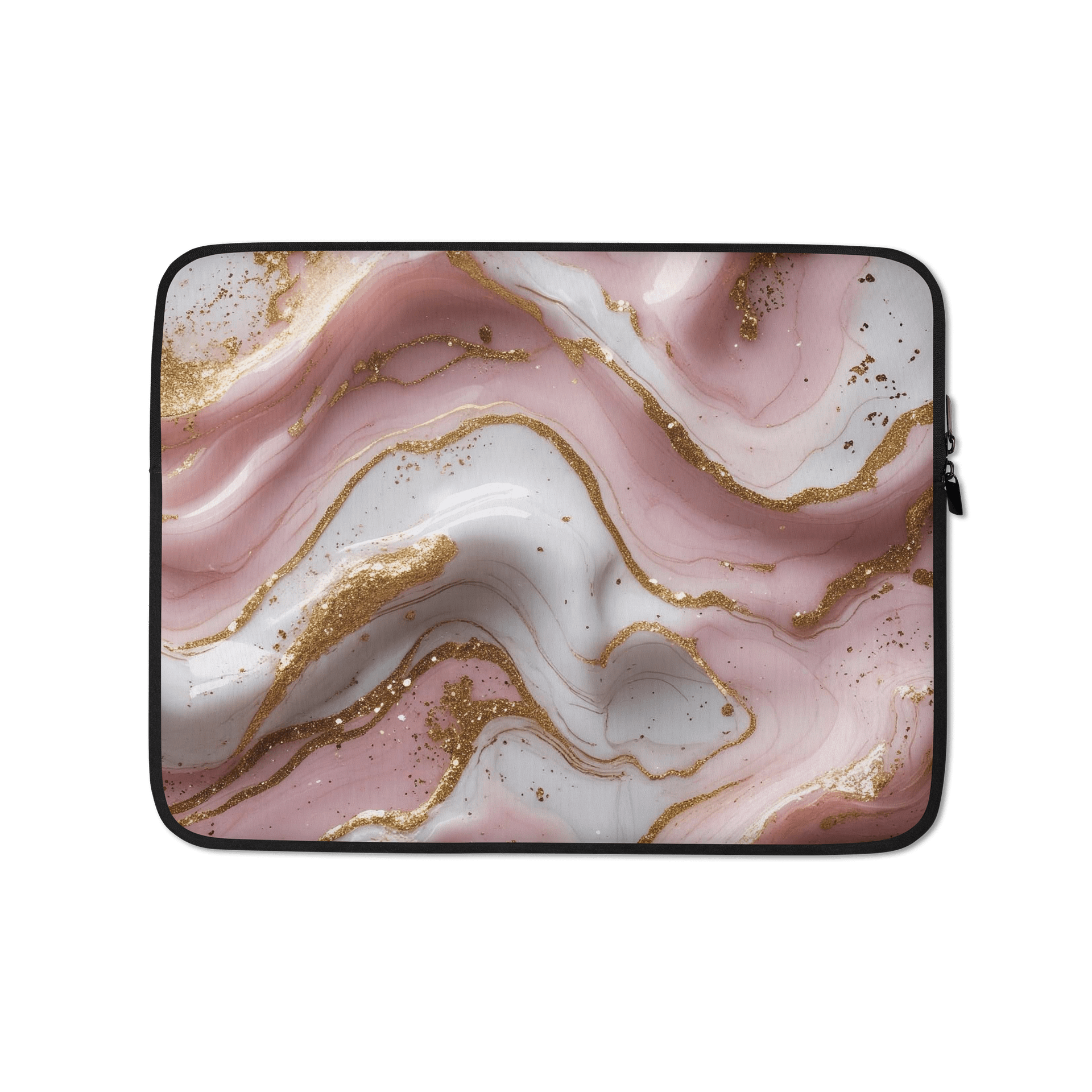 Soft Pink, White & Liquid Gold Marble 3D-Inspired Laptop Sleeve product image (1)