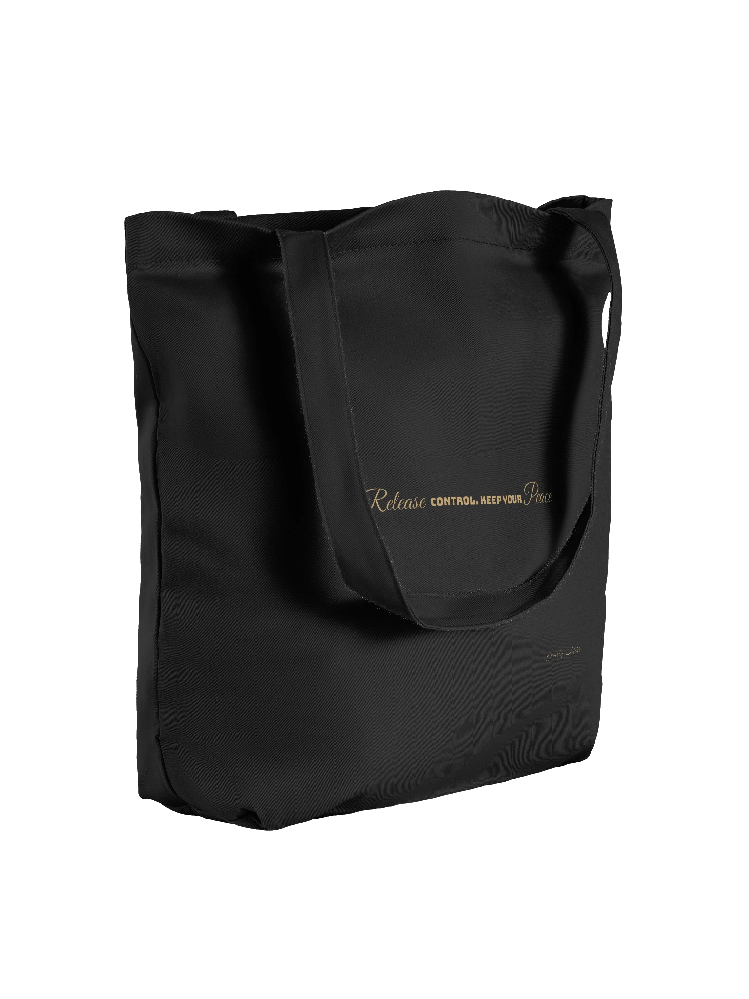 Soully Mine- GOLD PRINT Release Control. Keep Your Peace Tote Bag in Black product image (1)