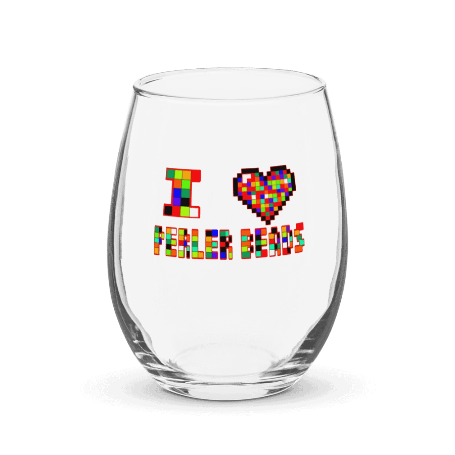 I Heart Perler Bead Wine Glass product image (1)