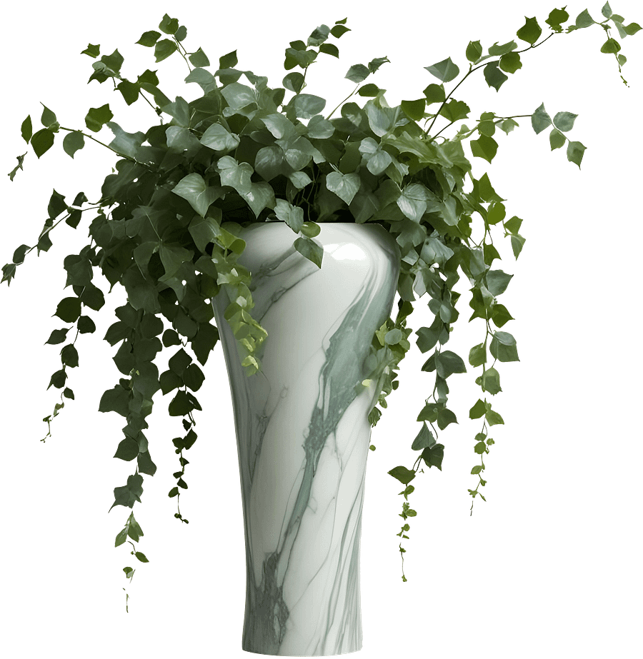 Marble Eternal – Graceful Ivy Marble Vase PNG product image (1)