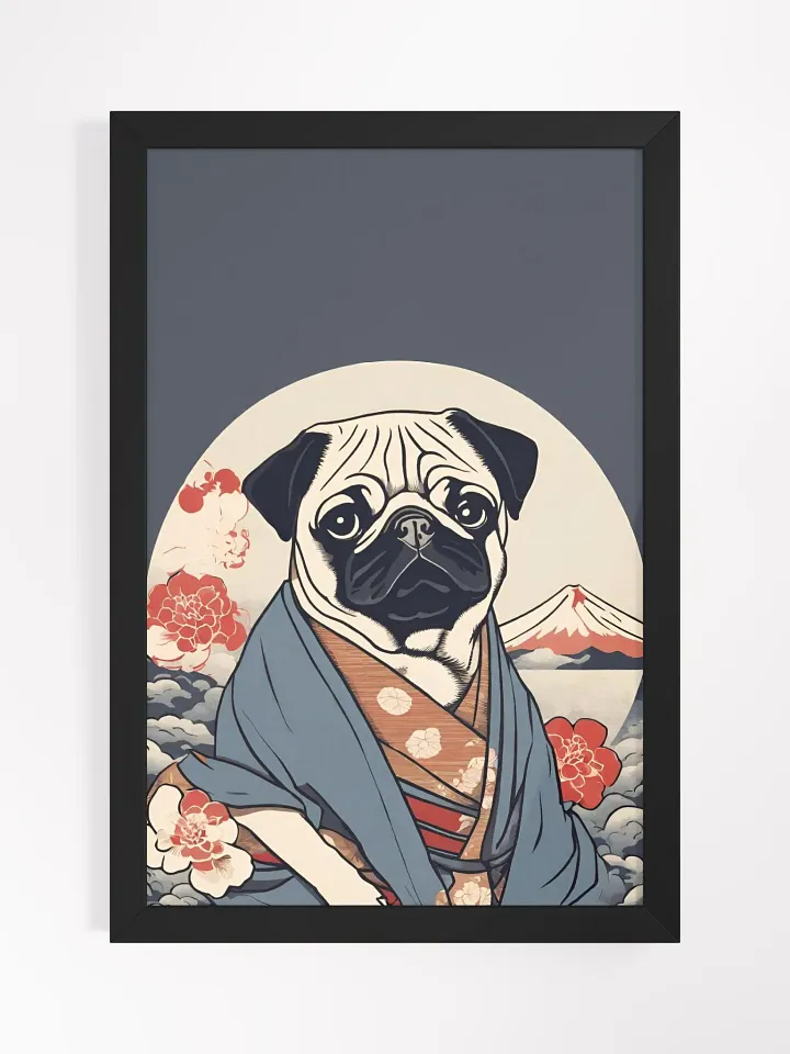 Pug Ukiyo-e style Framed High-Quality Poster product image (1)