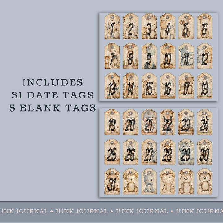 Nursery Animals - Printable Dated Tags V8 product image (2)