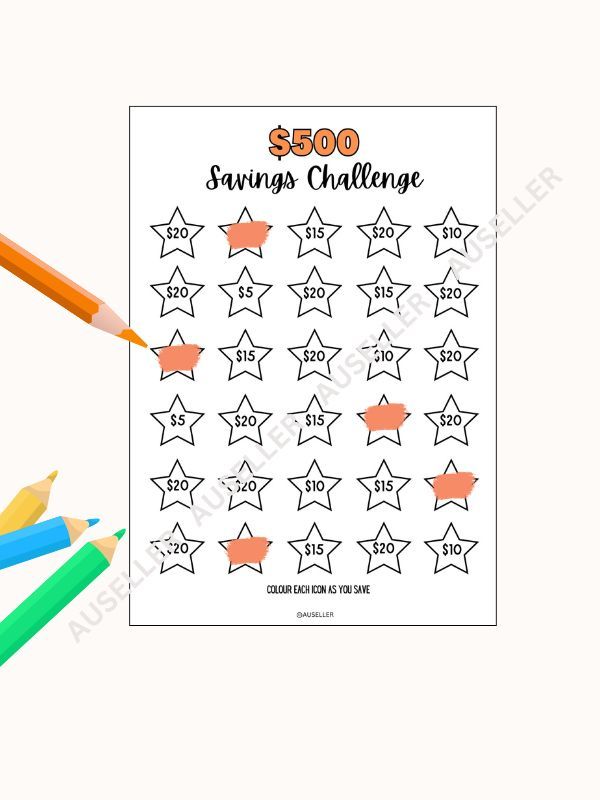 $500 Savings Challenge Printable Page product image (2)