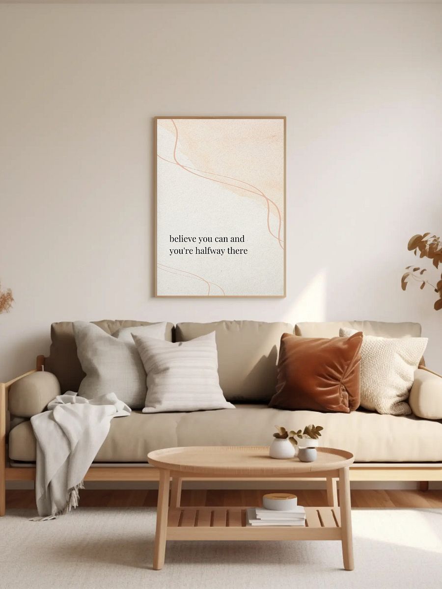 Believe You Can Motivational Wall Art - Minimalist Inspirational Quote Print, Modern Neutral Decor, Office or Bedroom Positive Affirmation product image (2)