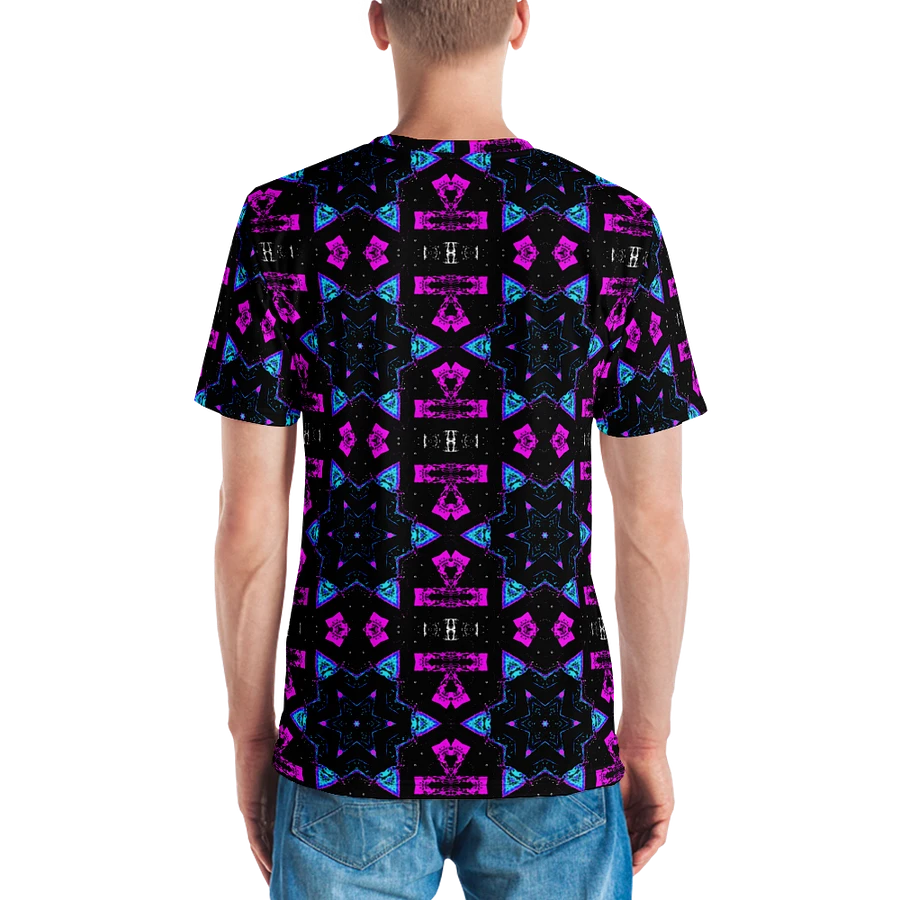 Abstract Pink, Turquoise and Black Repeating Star Pattern Men's T Shirt product image (5)