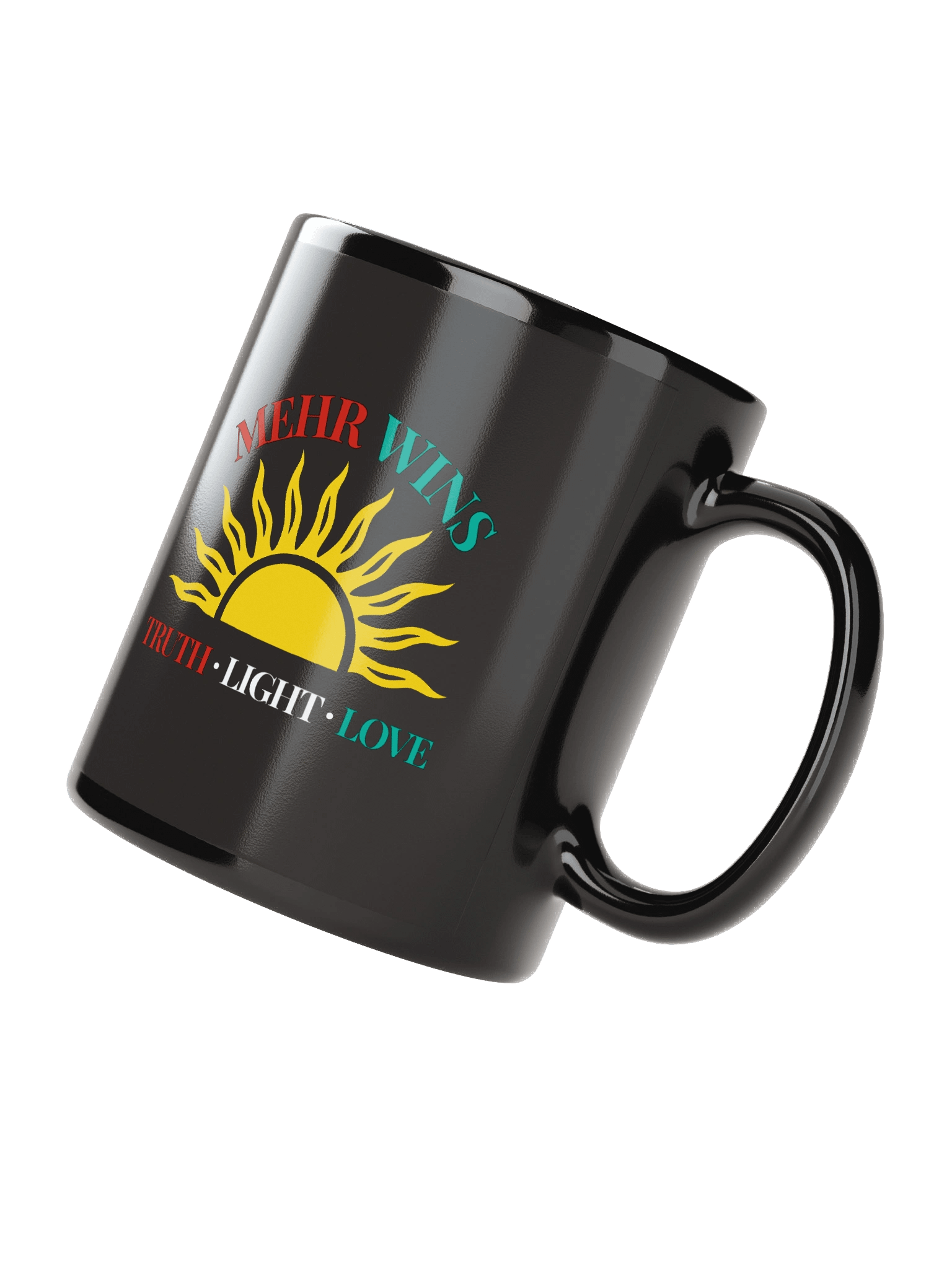 Sun Mehr Wins Truth Light Love (White) Black Mug - TLLC product image (4)
