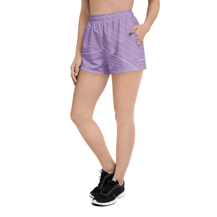 Women's | BRN.2C.C.™ Athletic Shorts | Pink Logo on Purple Lines | Sporty Coastal Style | High-Waisted Fit product image (2)