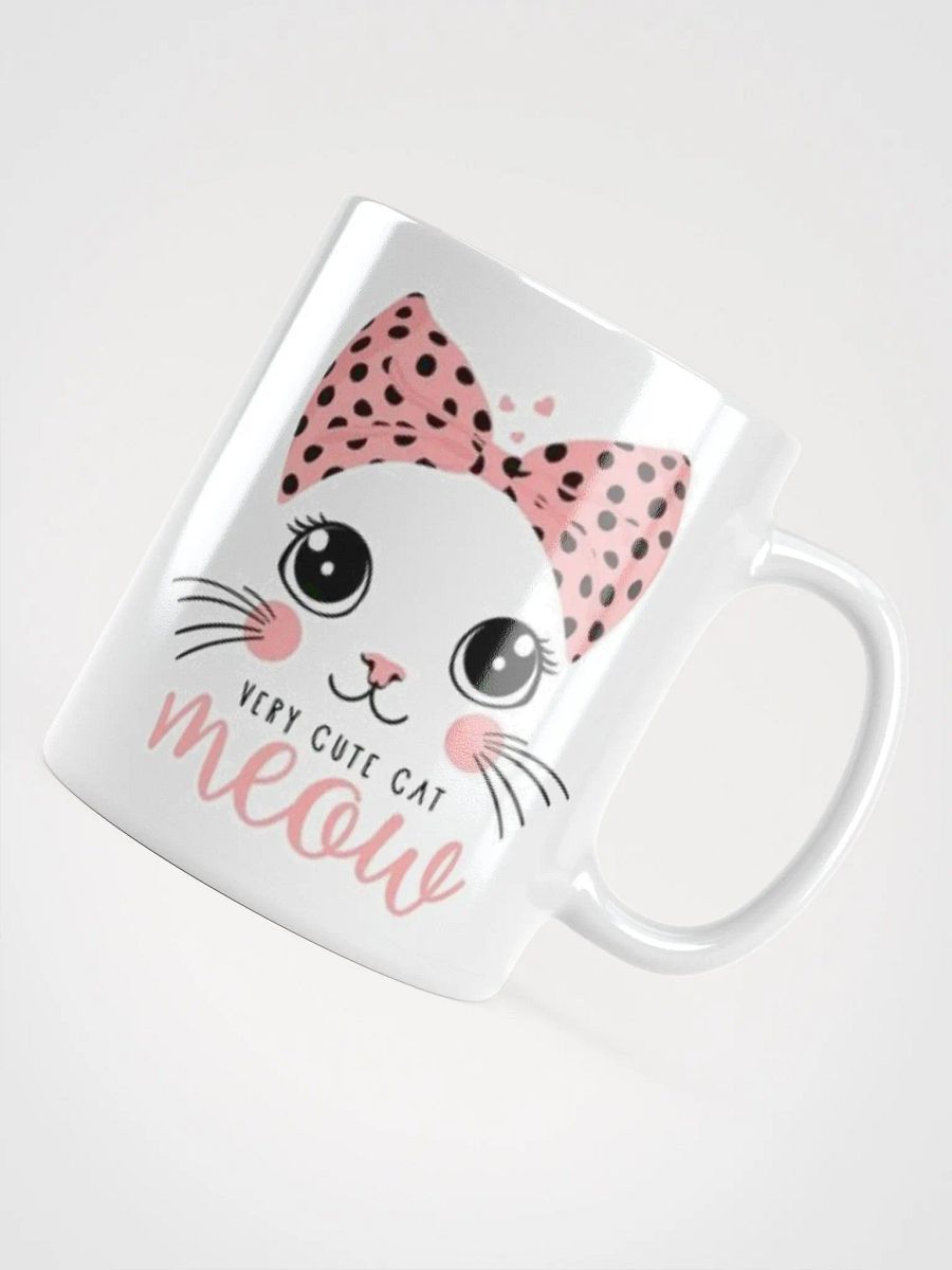 White Glossy Mug Cute Cat product image (4)