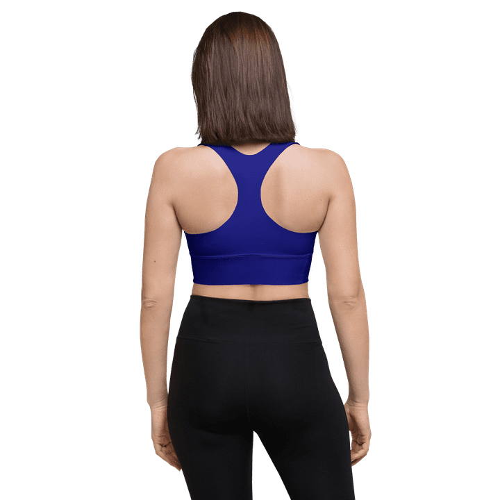 Plain Color Navy Blue Longline Sports Bra product image (2)