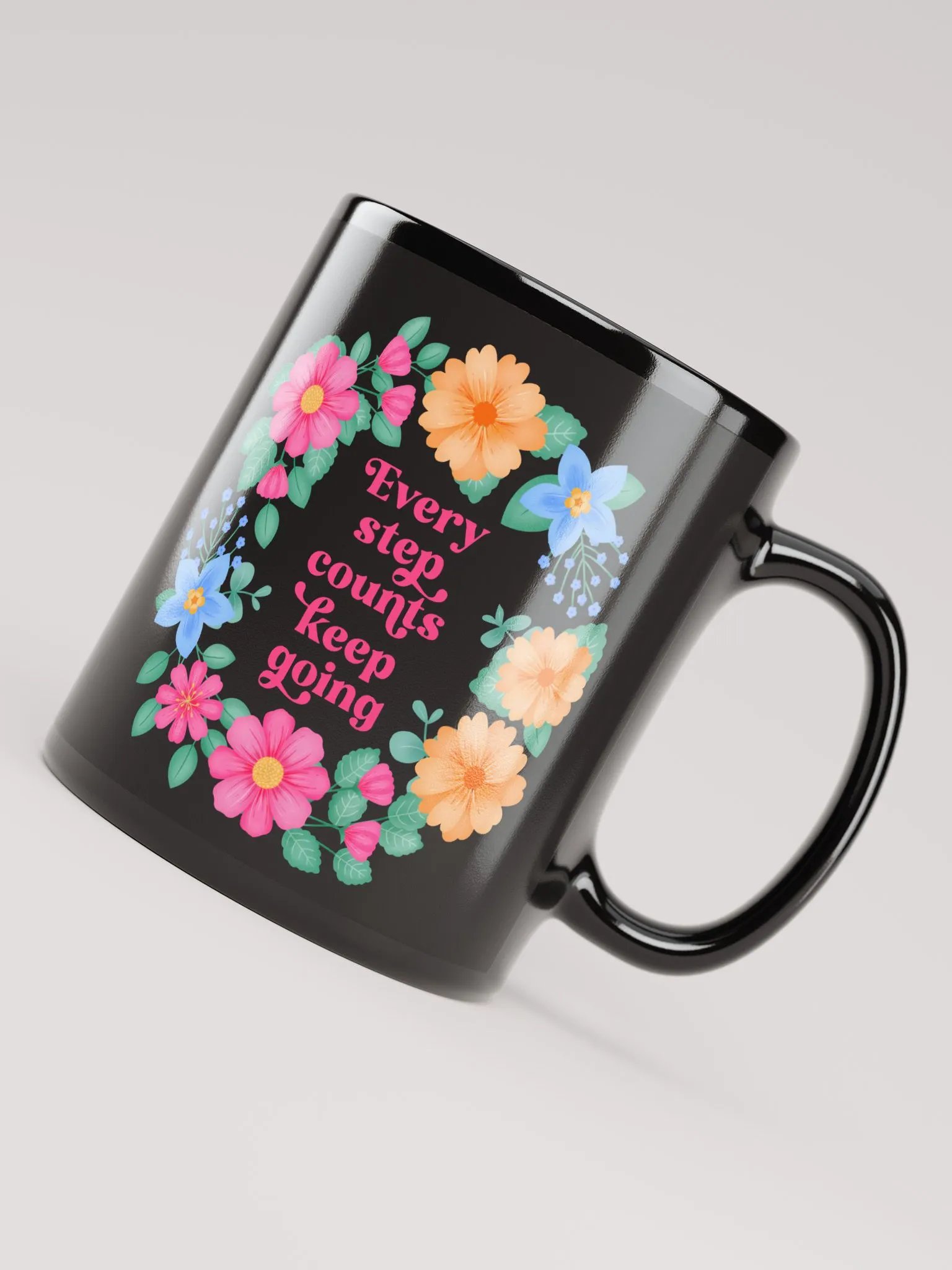 Every step counts keep going - Black Mug product image (4)