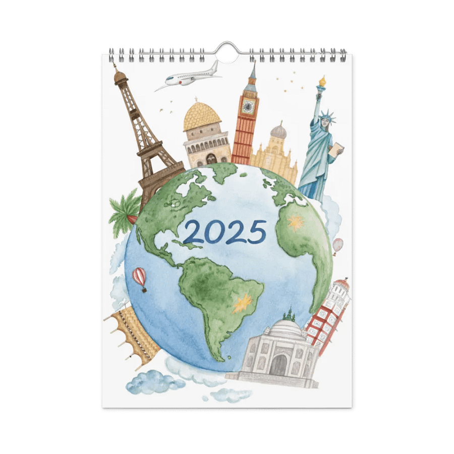 WORLD CAPITALS WATERCOLOR WALL CALENDAR 2025 product image (3)