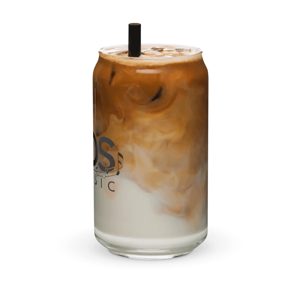 TDS Music Can-Shaped Glass with Bamboo Lid and Metal Straw - 16oz Music Themed product image (12)