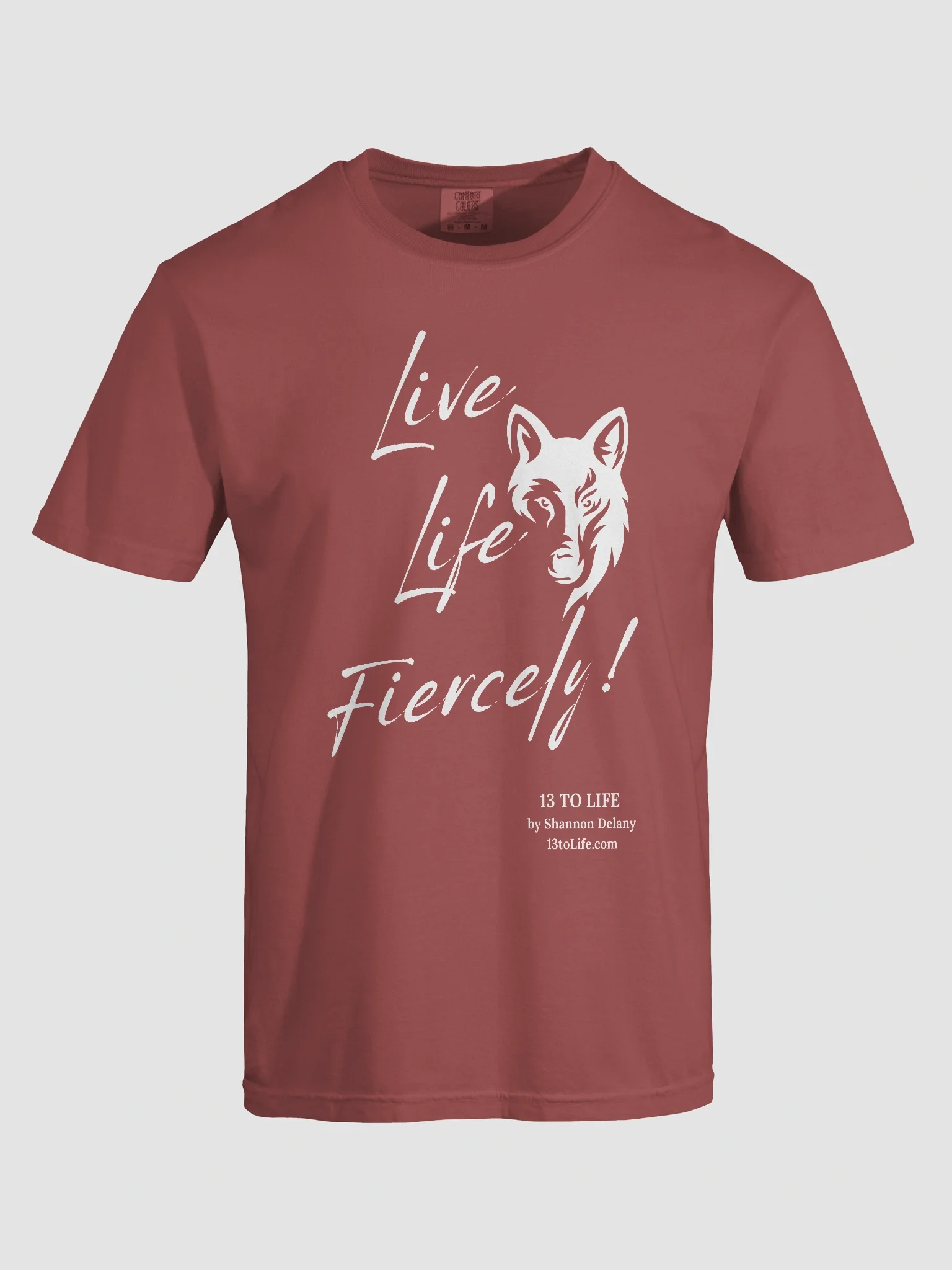 Live Life Fiercely – 13 TO LIFE Wolf T-shirt – White Print on Color product image (88)