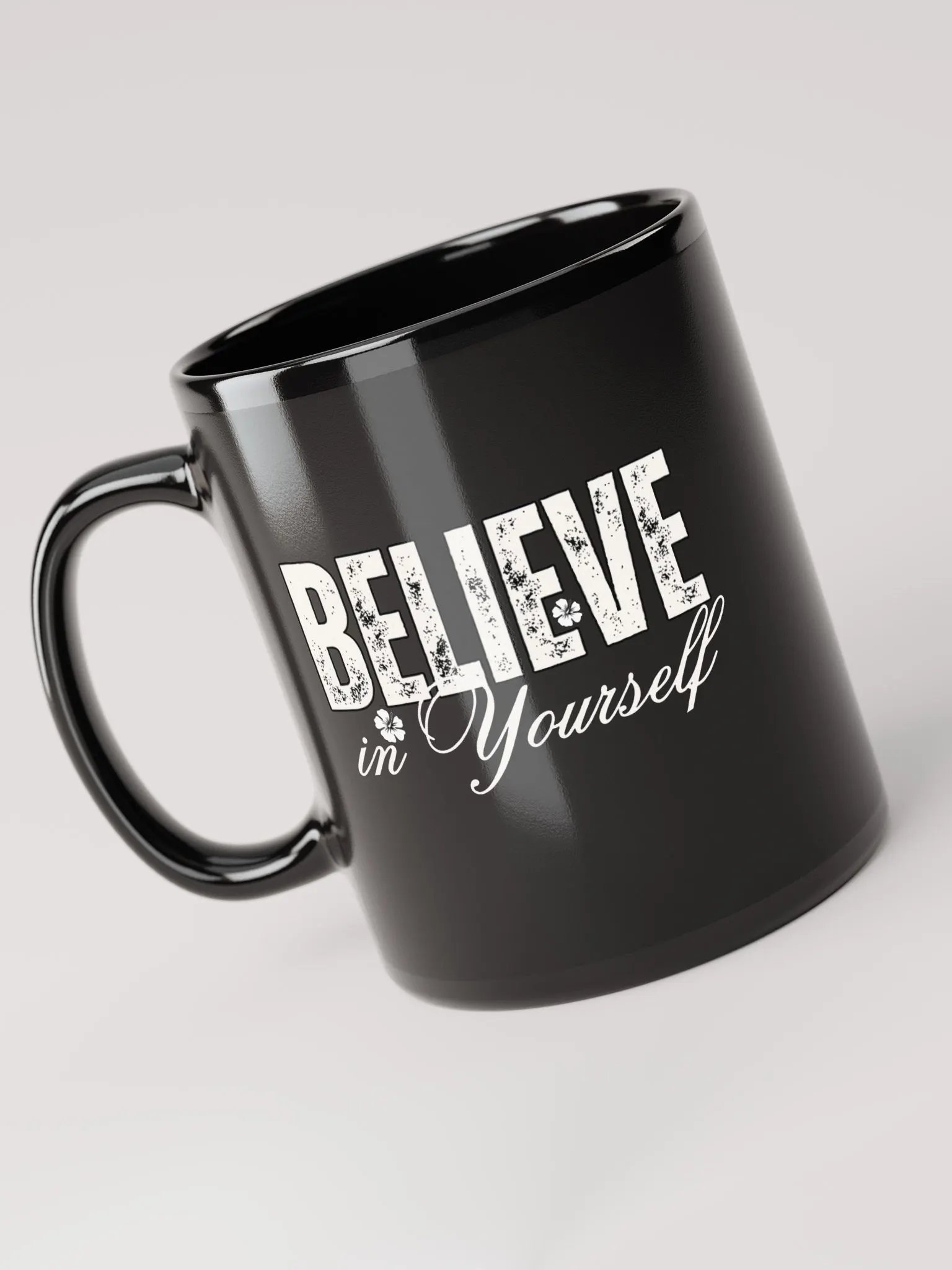 Believe In Yourself, Distressed Black Glossy Mug product image (4)