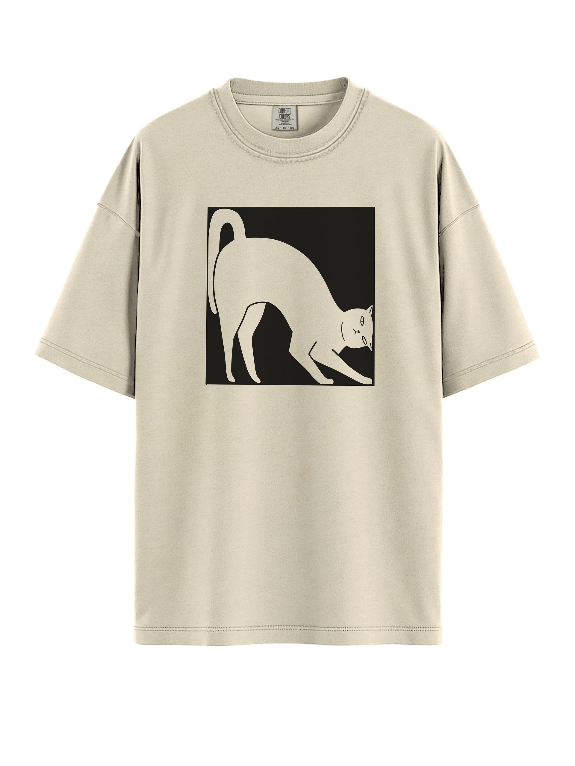 Minimalist Cat Stretch T-Shirt – Modern Abstract Cat Art Tee product image (1)