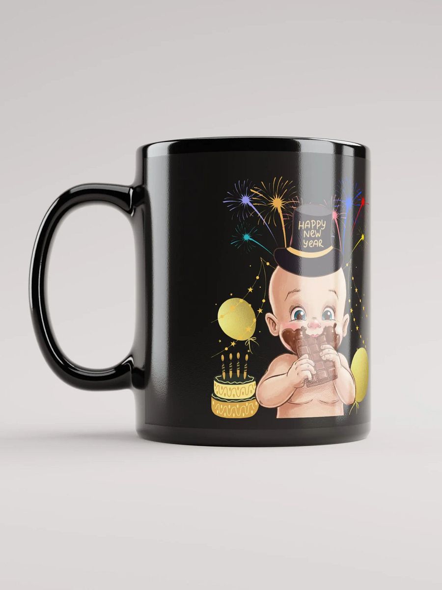 Baby New Year Eating Chocolate Black Mug product image (11)