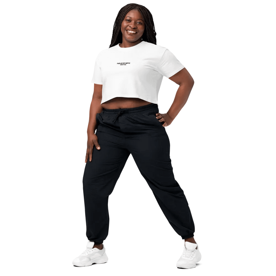 FUELED BY SPITE (black thread) embroidered cotton crop top product image (41)