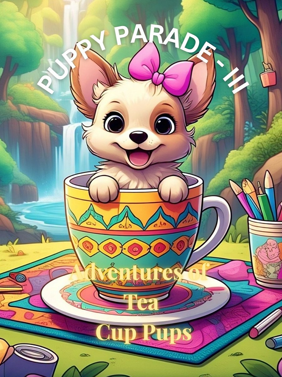 Printable Puppy Parade III Adventures of Tea Cup Pups Colouring Book product image (1)