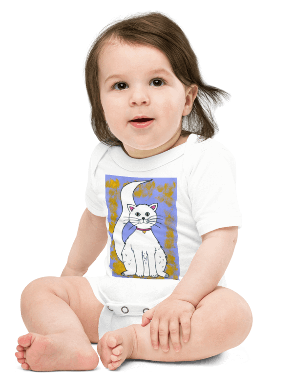 Cat - (art by Dina R.) - acrylic painting picture - Baby Short Sleeve One Piece product image (8)