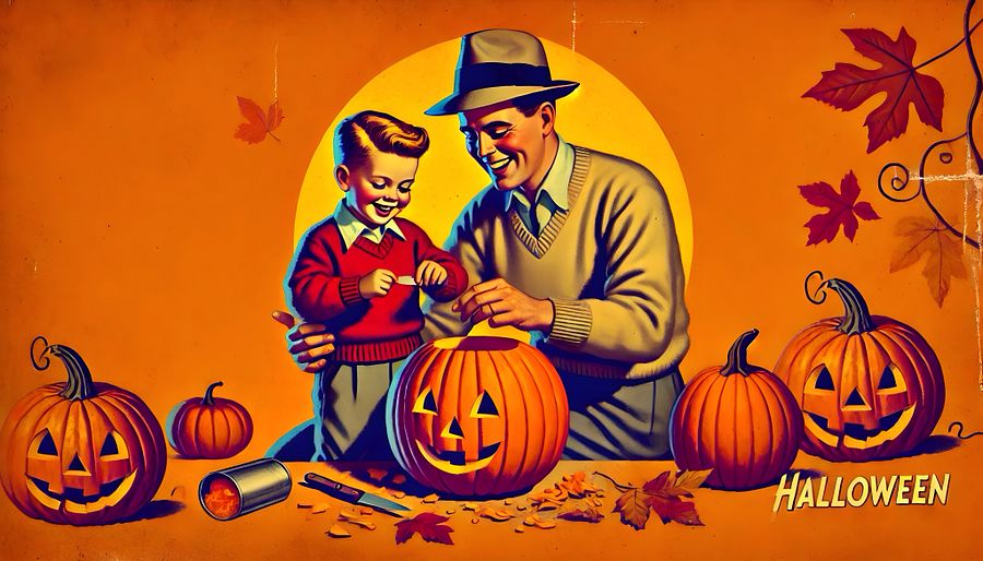 Vintage 1940s Halloween Pumpkin Carving Coffee Mug product image (13)