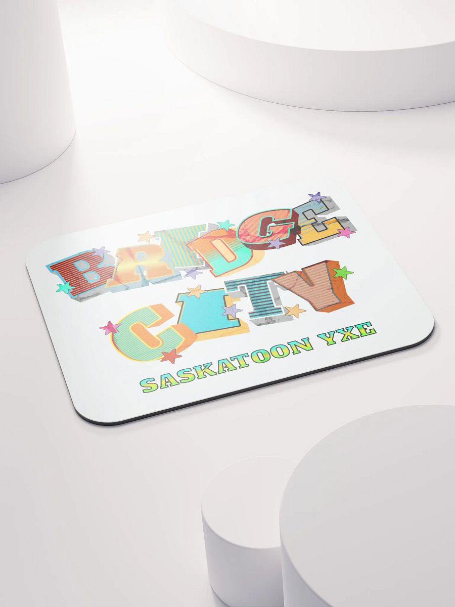Bridge City Saskatoon Saskatchewan YXE Vibrant Letters Mouse Pad product image (4)