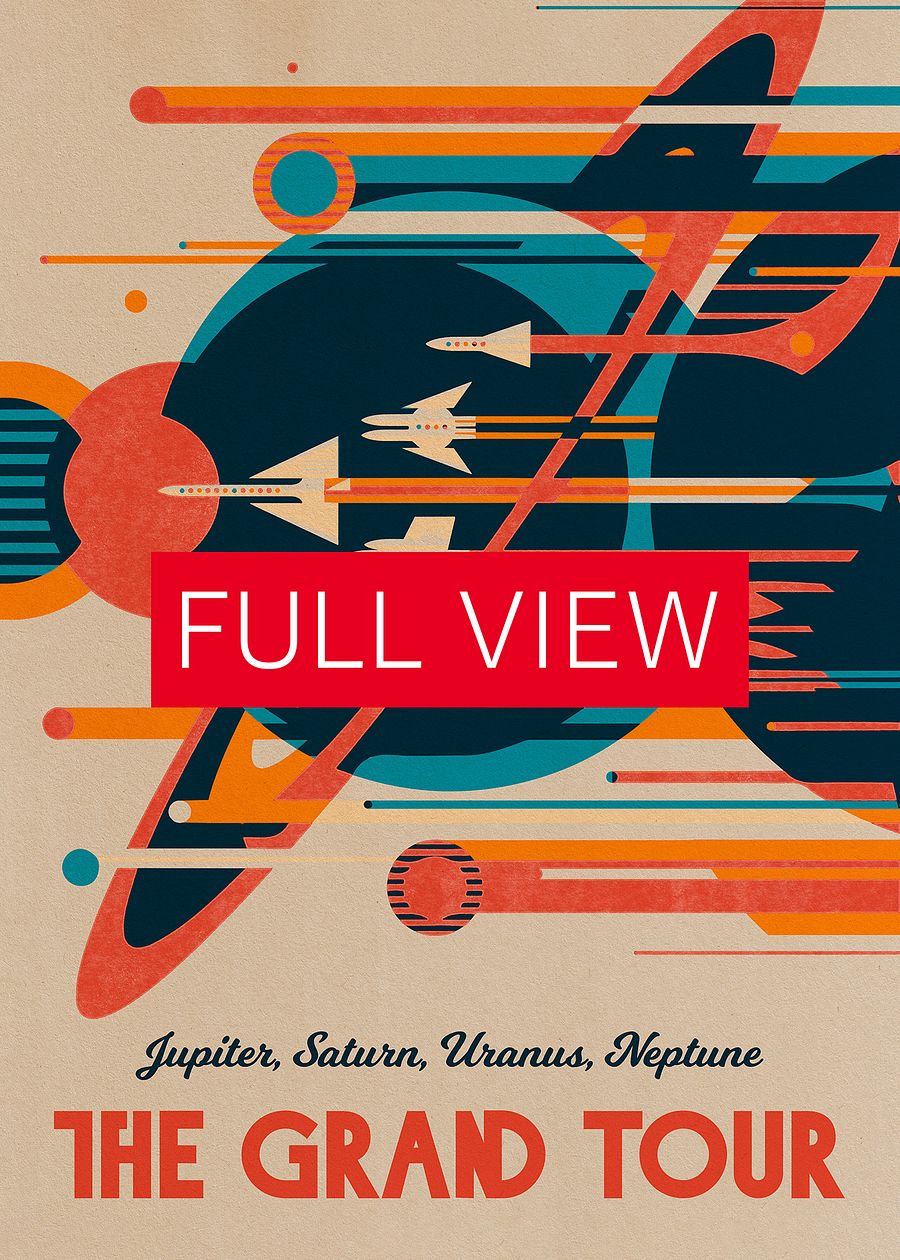 The Grand Tour: Jupiter, Saturn, Uranus, Neptune — Vintage space poster, retro space art, propaganda poster, retrofuturism art, retro sci-fi print product image (3)