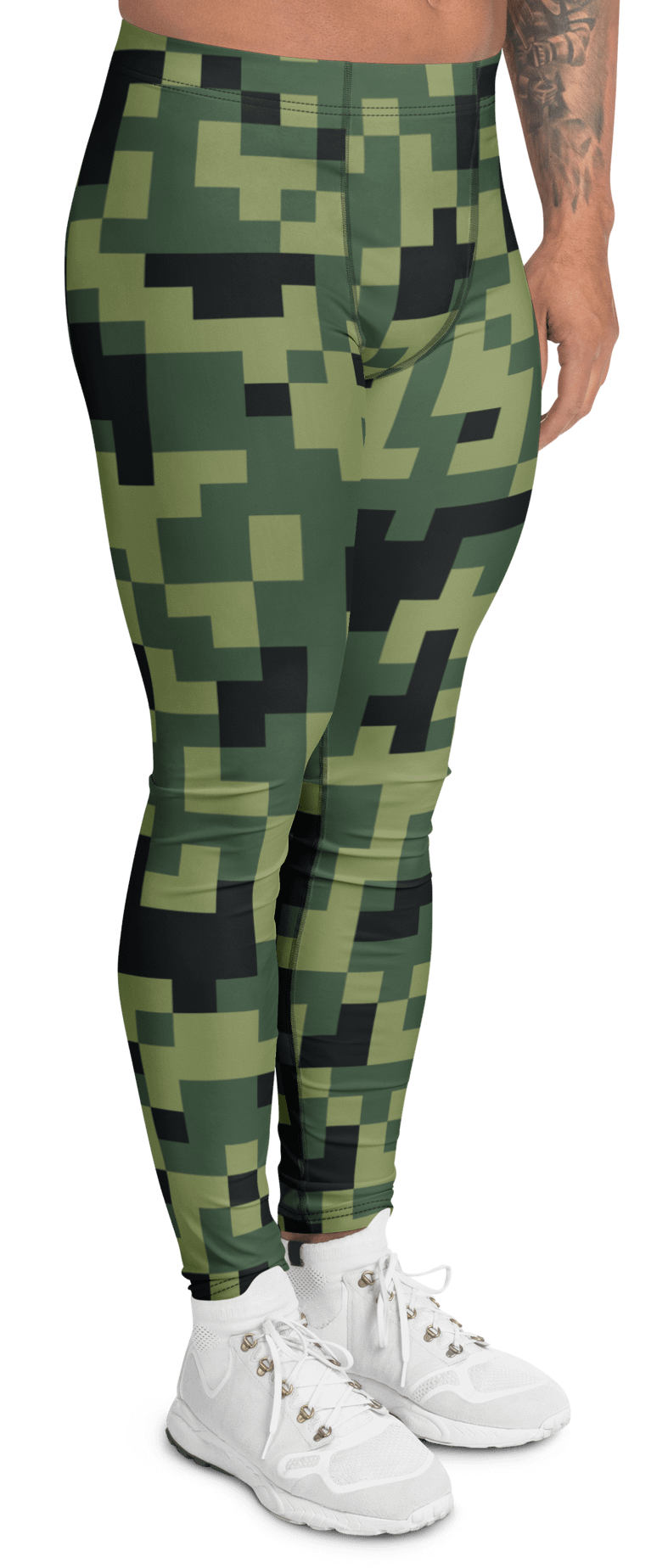 Military Green Camouflage Pixels Camo Pattern Men's Leggings product image (2)