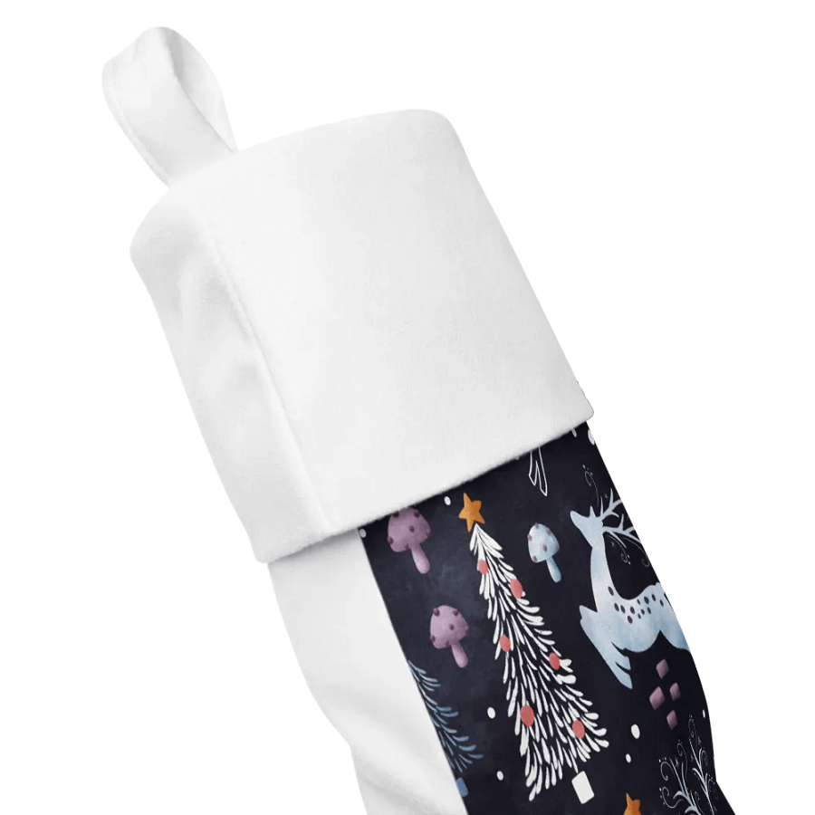 Whimsical Christmas Stocking with Christmas Trees and Deers product image (3)