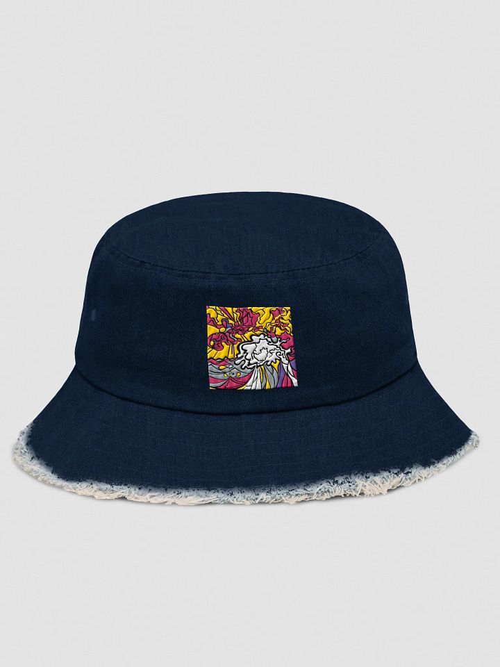 Vibrant Swirls Denim Bucket Hat - Wave at Sunset product image (1)