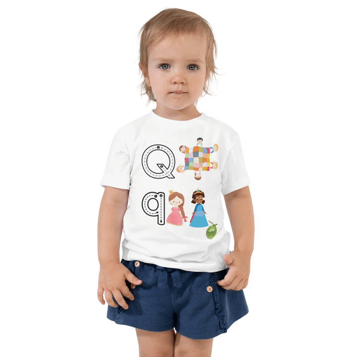 Toddler's White Tee 👚 Alphabet Write Qq 📝 A-Z product image (1)