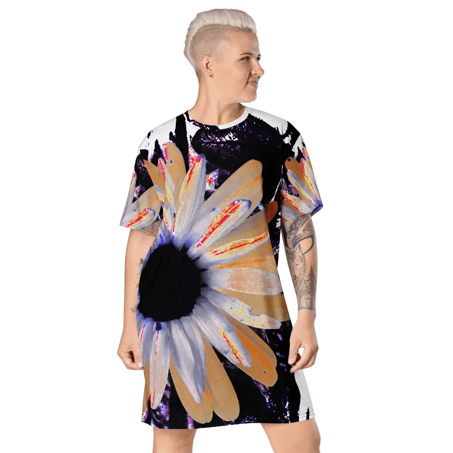 Abstract Neon Daises Ladies T Shirt Dress product image (11)