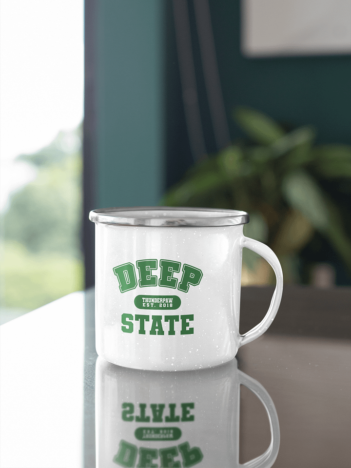 Deep State Varsity Enamel Mug product image (1)
