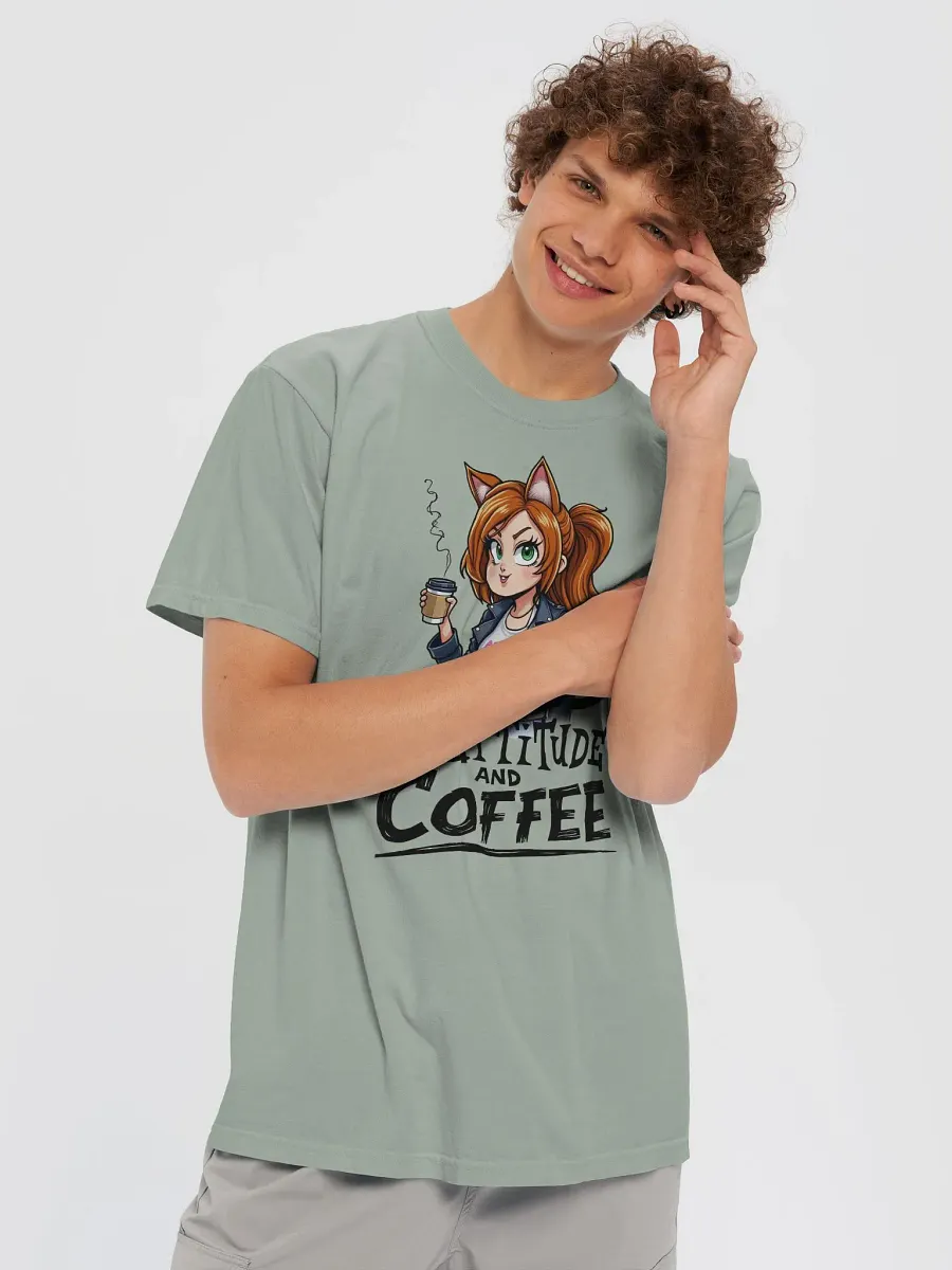 Cat-Titude and Coffee Cartoon T-Shirt product image (66)