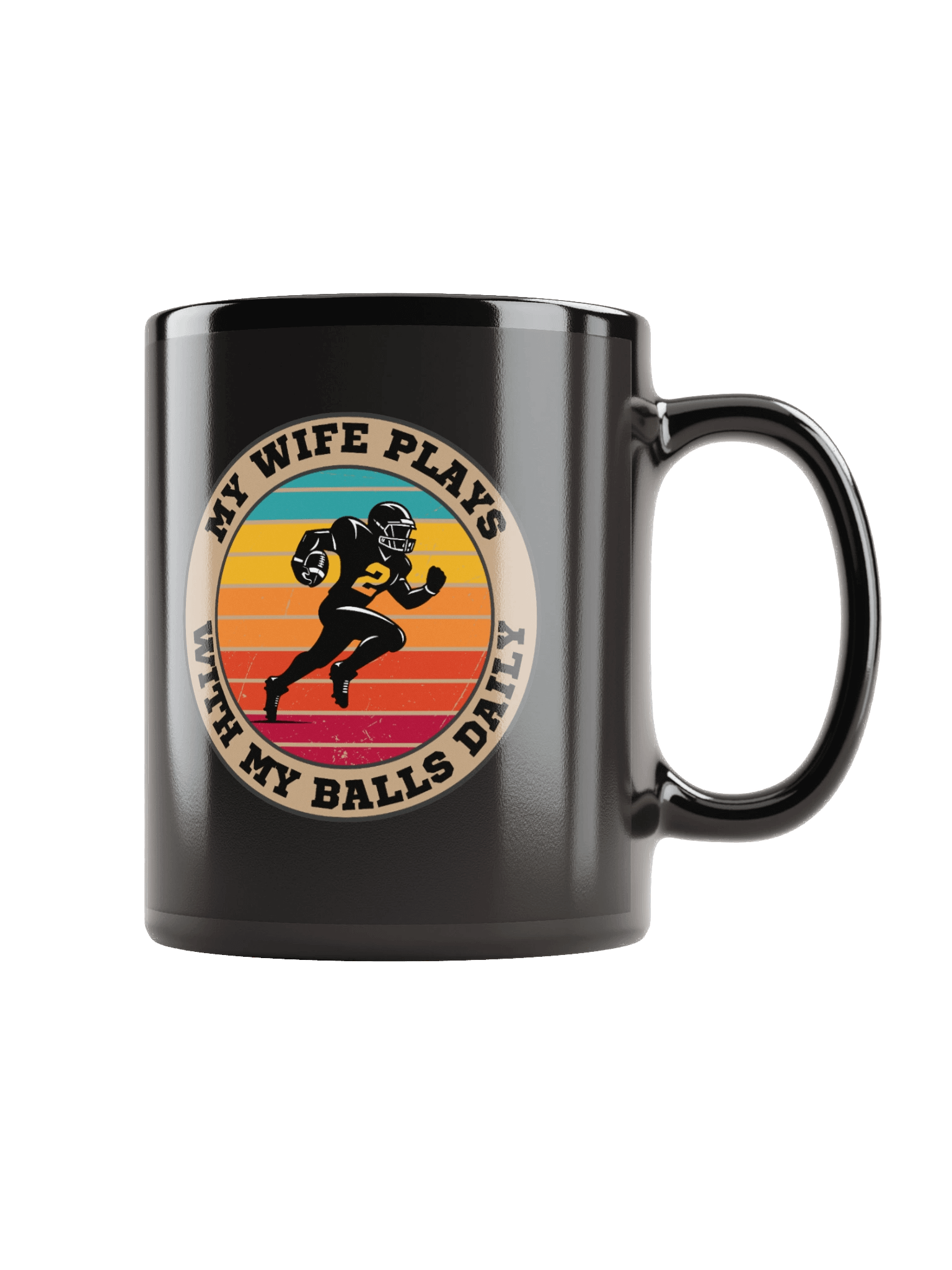Football "My Wife Plays With My Balls Daily" Mug – Funny Sports Graphic Mug | Retro Humor Mug product image (2)