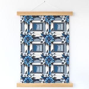 Seamless Pattern - Painted Floral Tile Pattern 4 in Shades of Blue and White product image (12)