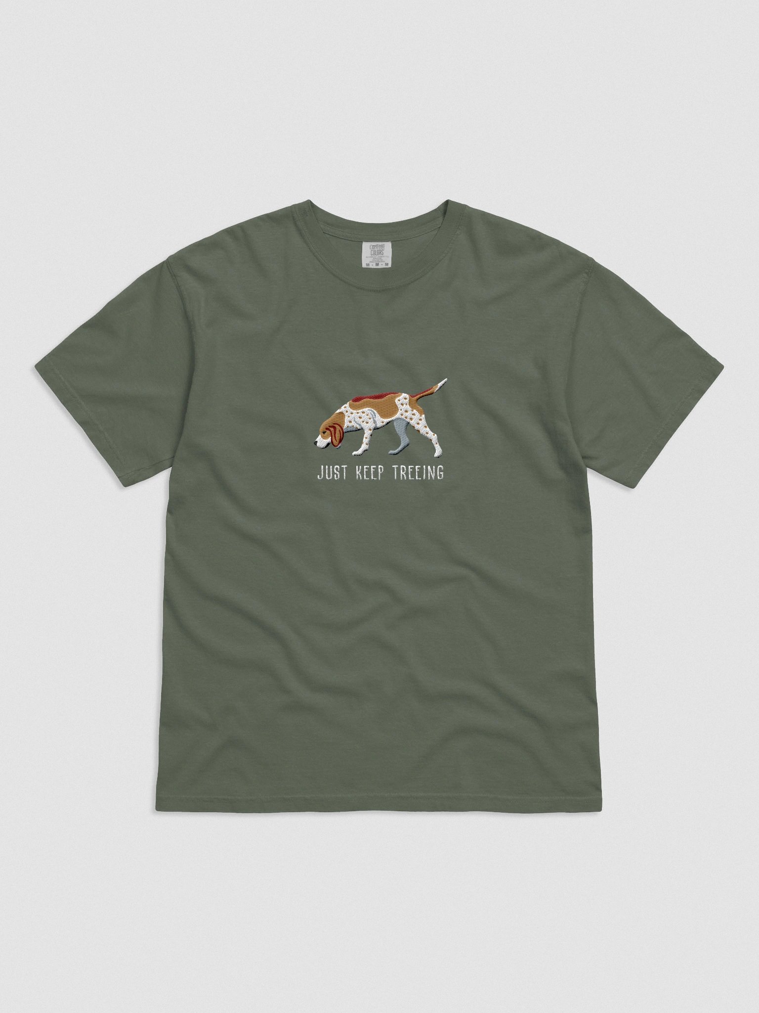 Just Keep Treeing T-Shirt(Embroidered) of a Redtick Coonhound product image (4)