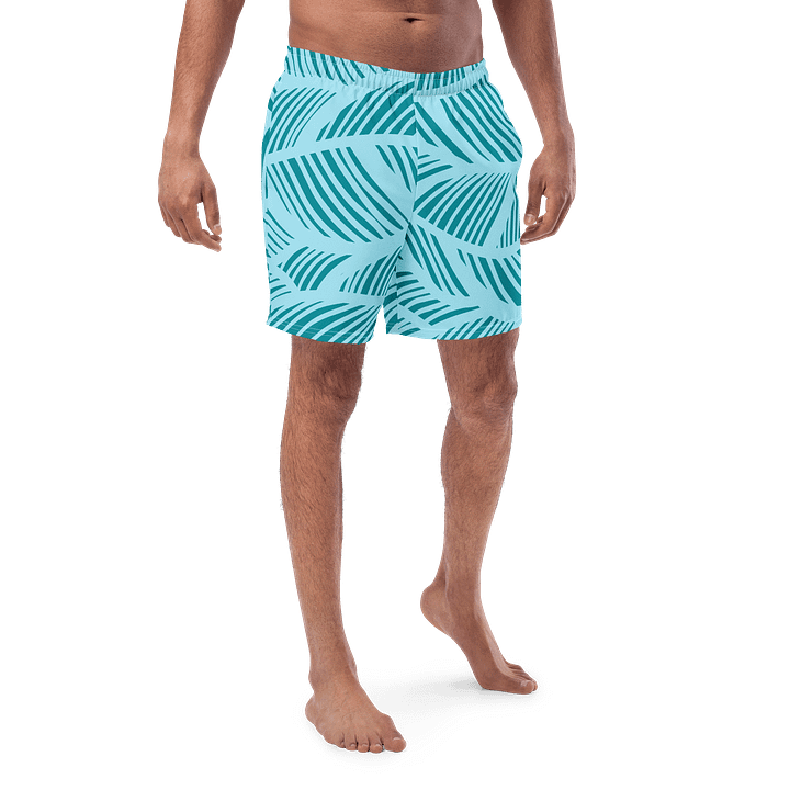 Teal Leaves All-Over Swim Trunks product image (1)