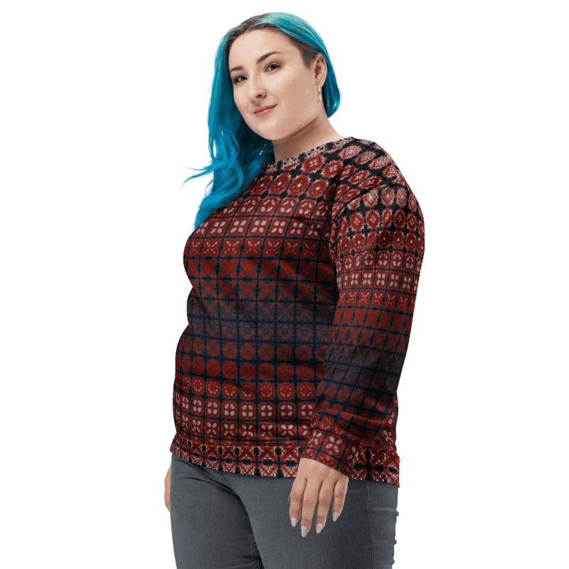 Abstract Red Squares Unisex All Over Print Sweatshirt product image (7)