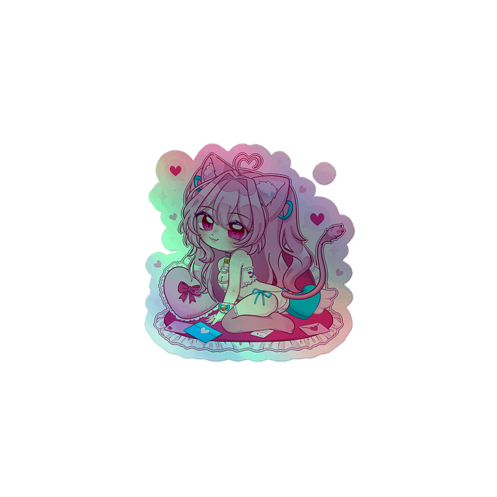 Chibi Playful Kitty Holographic Stickers product image (1)