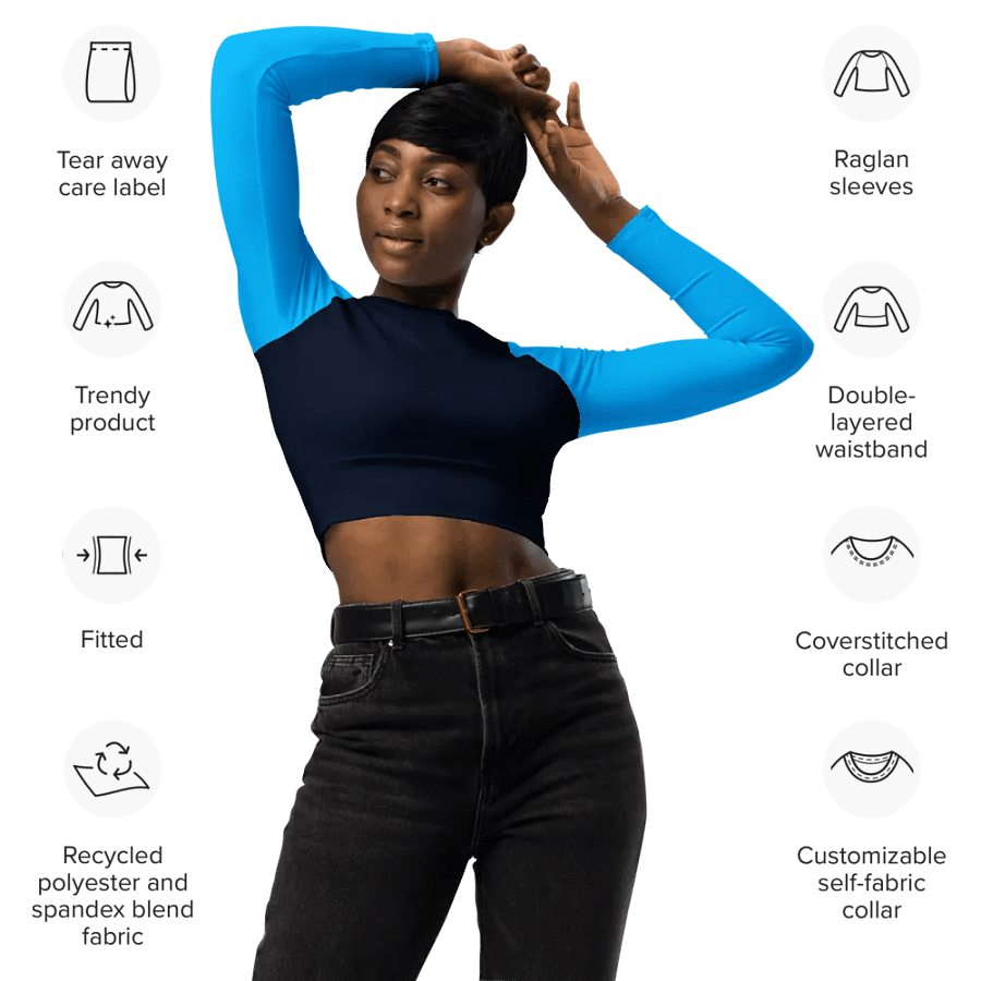 Sassy Blue Block Crop Shirt product image (8)