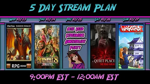 Just Settled on my Next 5 Days of Streaming
(Hard decision to make I'm telling ya)