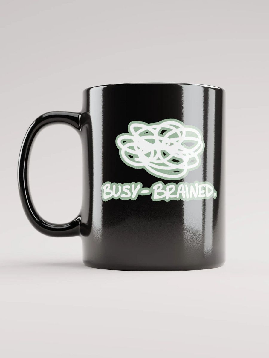*not* mentally linear (lined design, #96B697) glossy black mug product image (2)