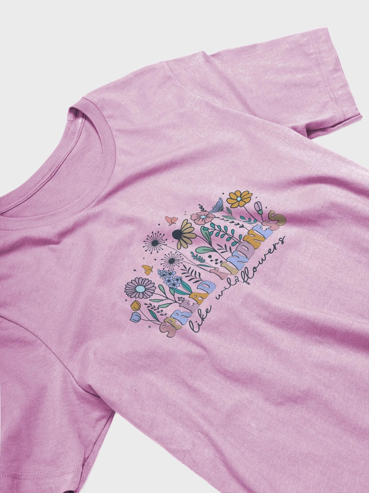 Spread Kindness Like Wildflowers T-Shirt - Pink, Lavender, Orange, Unisex Tee, Inspirational Graphic Tee, Positive Quote - Lavender product image (9)