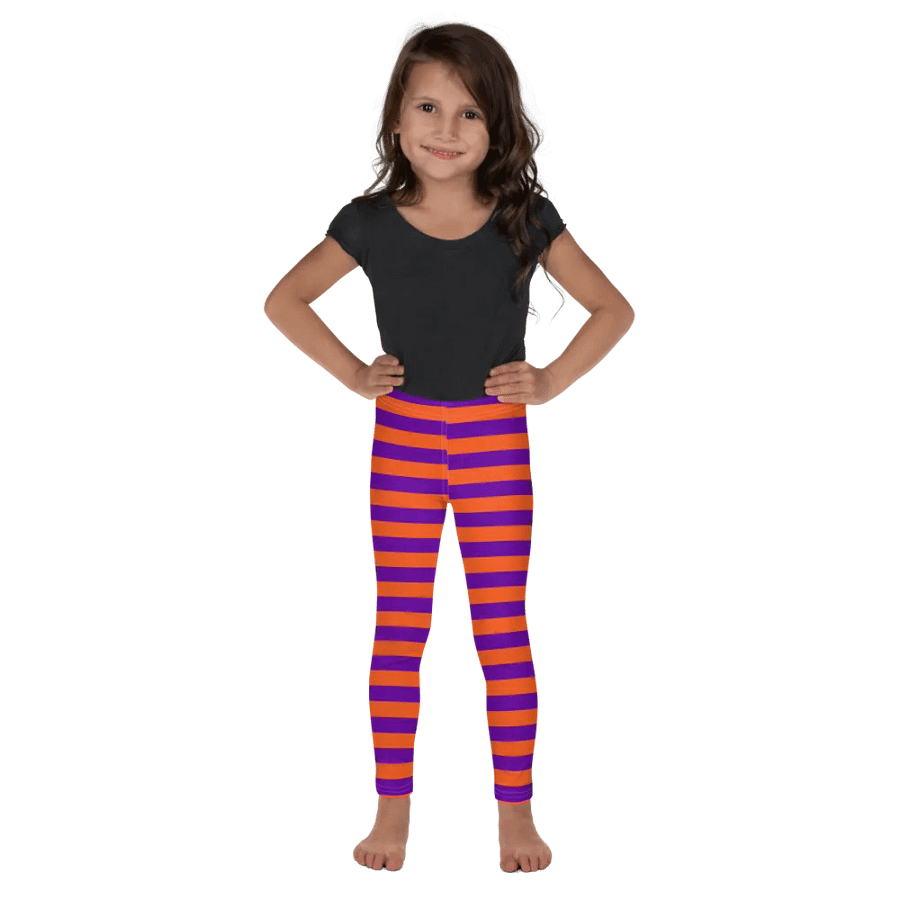 Striped Purple and Orange Kids Leggings product image (3)