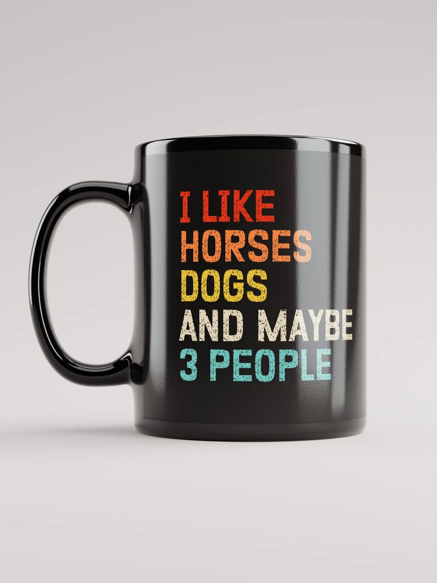 "Horses, Dogs and 3 people" black glossy mug product image (6)