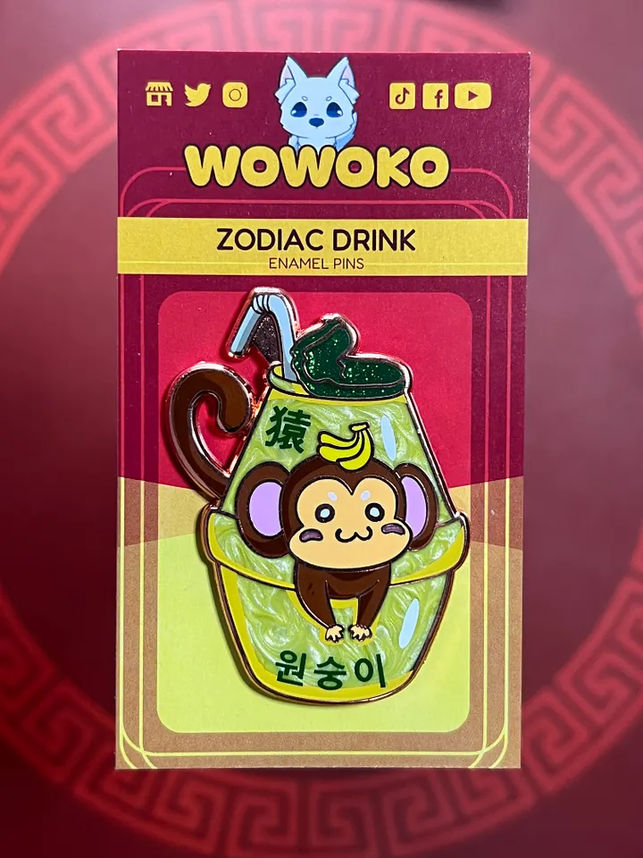 Enamel Pin - Zodiac Drinks - Banana Monkey Milk product image (1)
